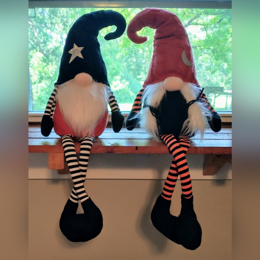 Transpac Imports Halloween Fabric Gnome Self Sitter Set of 2